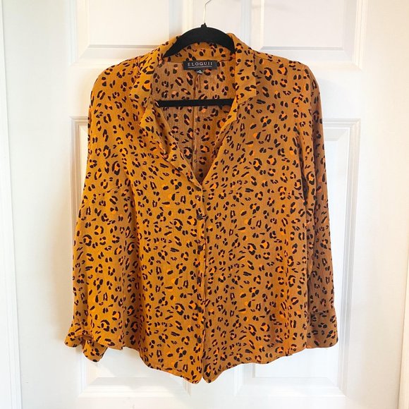 Eloquii Tops - Eloquii Women's Plus Size Button Up Animal Print Blouse Size 18 Cheetah Print